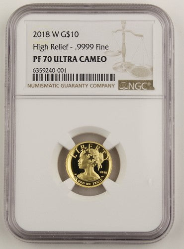 2018 W 1/10 Oz Gold American Liberty High Relief Proof $10 Coin NGC PF70 UCAM