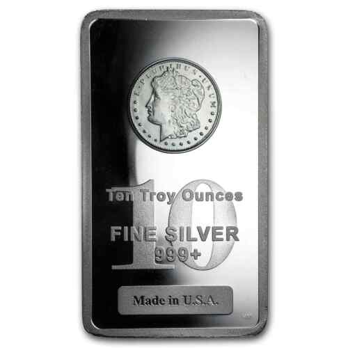 10 oz. Highland Mint Silver Bar - Morgan Dollar Design .999+ Fine