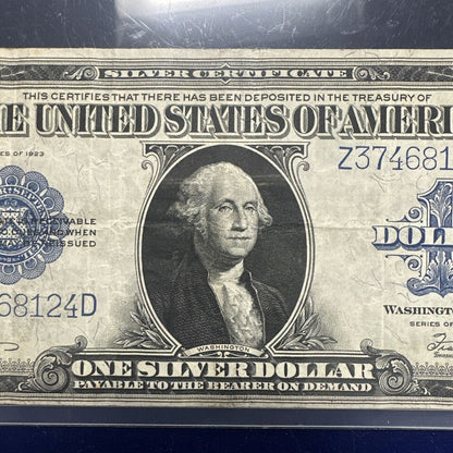 1923 $1 Dollar Silver Certificate Large Size Note Blue Seal Horse Blanket