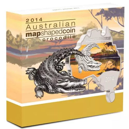 2014 Crocodile Australian Map Shaped 1oz Pure Silver Coin - ONLY 6000!!!