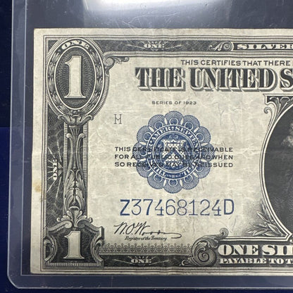 1923 $1 Dollar Silver Certificate Large Size Note Blue Seal Horse Blanket