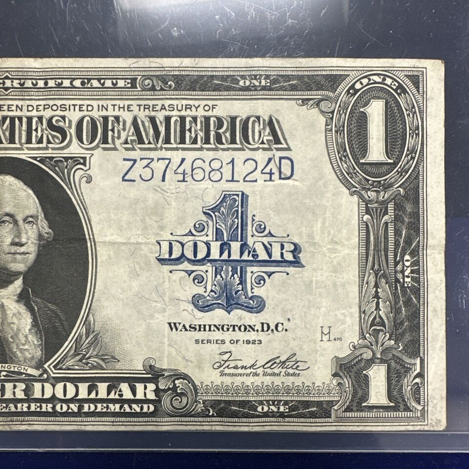 1923 $1 Dollar Silver Certificate Large Size Note Blue Seal Horse Blanket