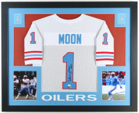 Warren Moon Signed Custom Framed Jersey -  Display Inscribed "HOF 06" (Beckett)