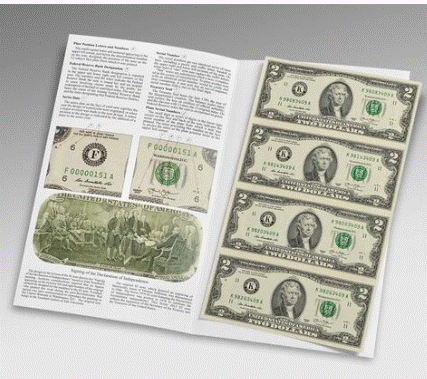 2013 Series $2 Four–Note Uncut Currency Sheet