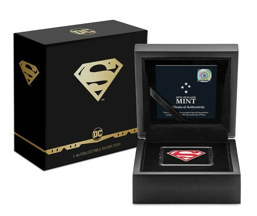 2021 Niue 1 oz DC Comics - Superman Shield Shaped Silver Coin