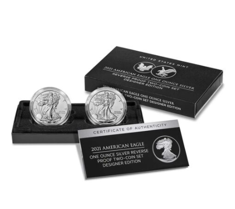 2021 - American Eagle One Ounce Silver Reverse Proof Two-Coin Set Designer Edition