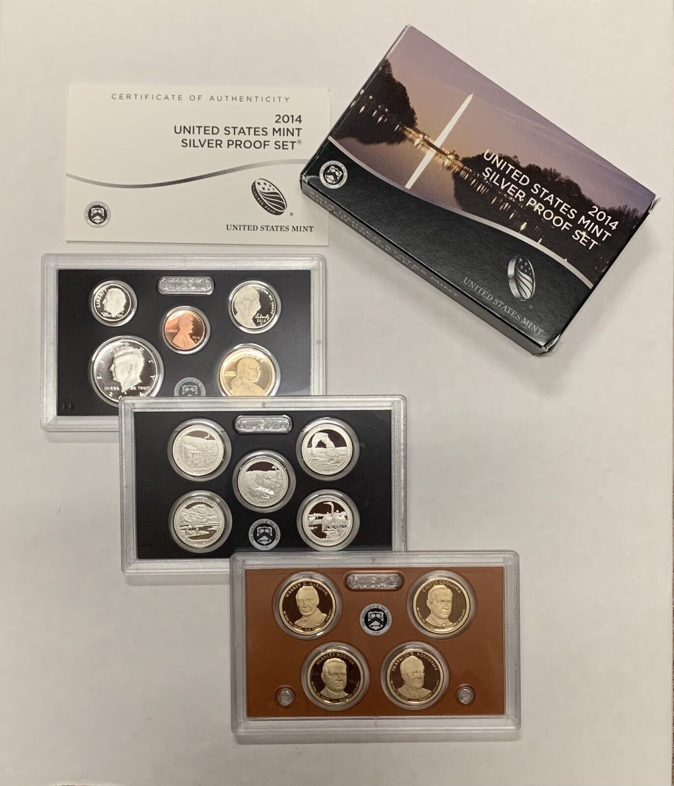 2014 S United States Mint Annual SILVER 14 Coin Proof Set Original Box and COA