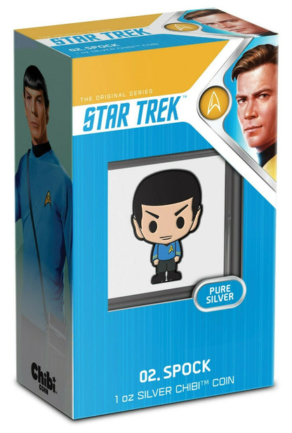 2021 Niue Chibi Star Trek SPOCK 1 oz Colorized Silver Proof Coin