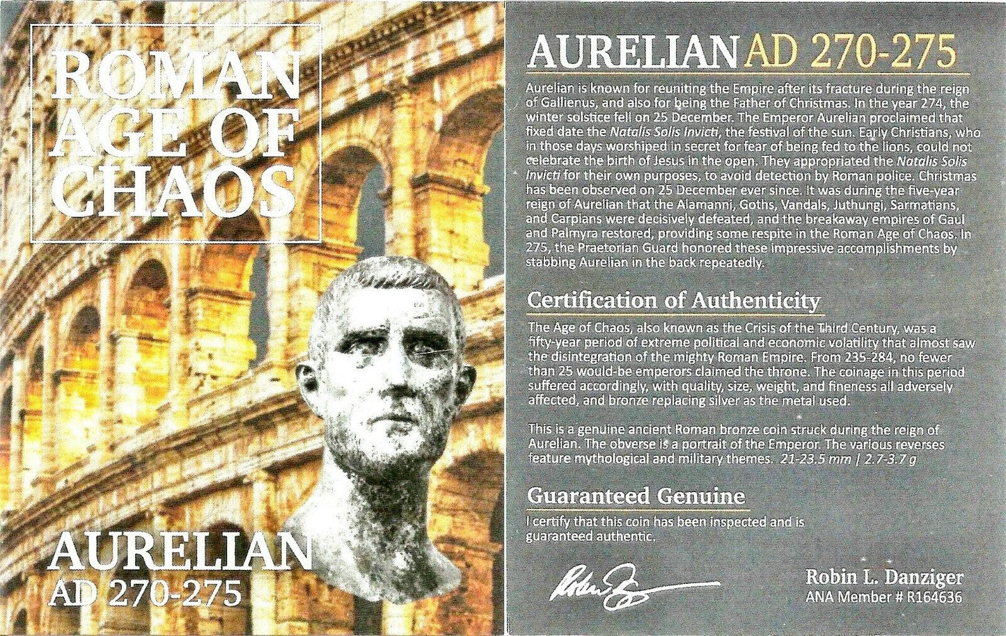 Roman Emperor Aurelian Coin