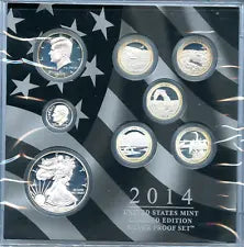 2014 US Mint Limited Edition Silver Proof Set 8 Coins with Box COA and Sleeve