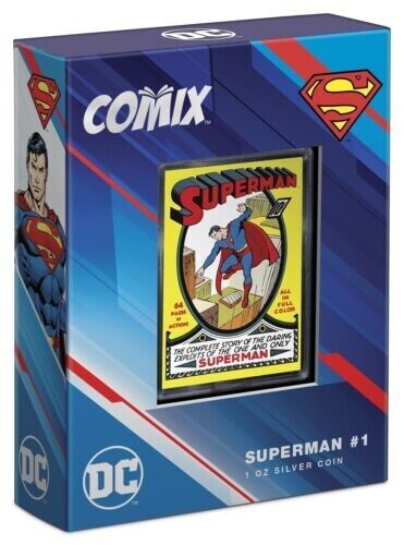 2022 Niue COMIX Superman #1 Colored Proof 1oz Silver Coin